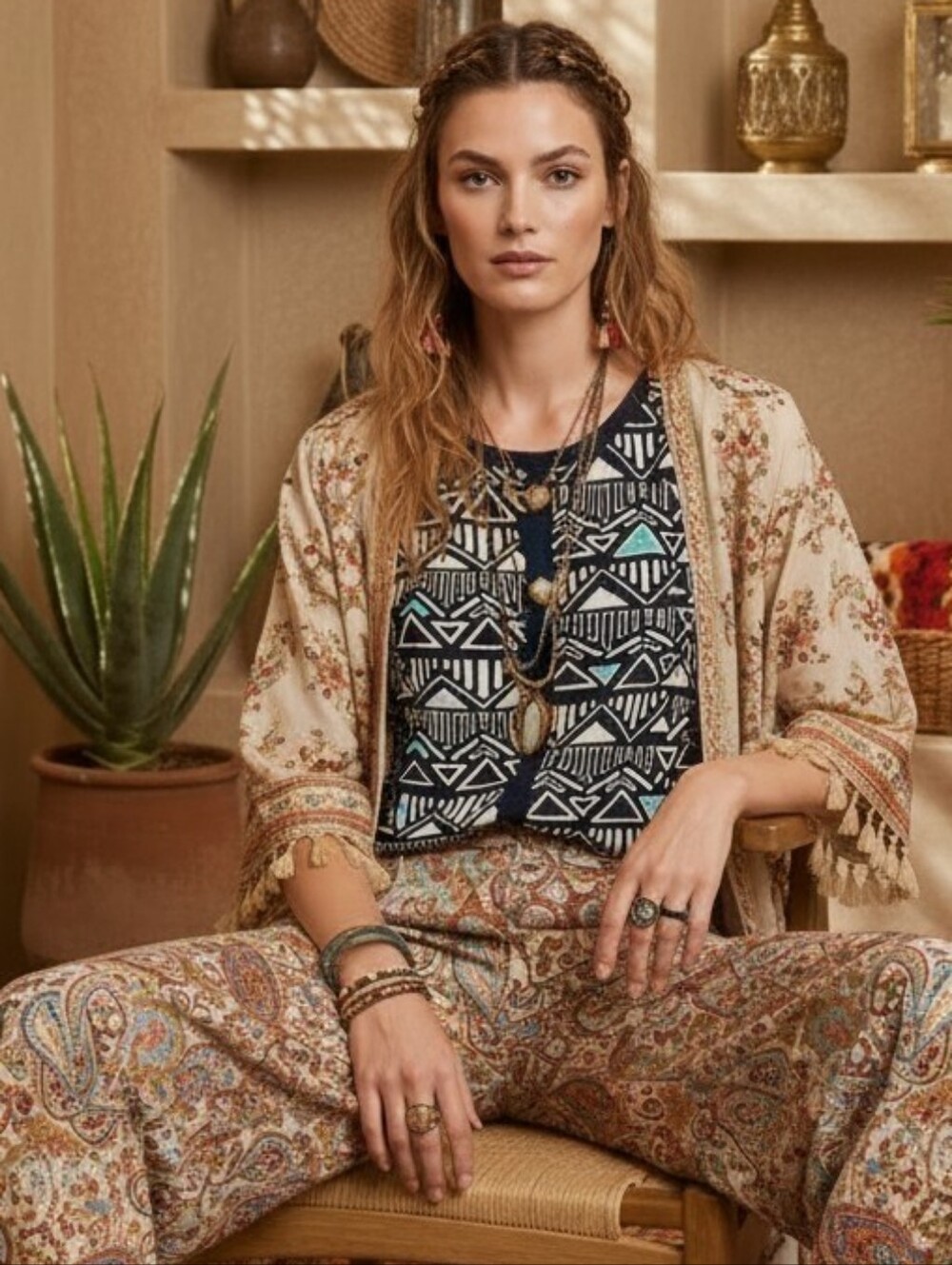 Mata Traders Batik Geometric Print Cotton Sleeveless Top XS